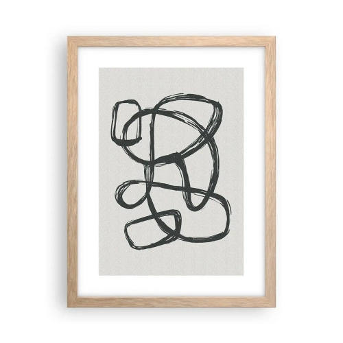 Affiche dans un chêne clair - Poster - Abstraction en boucle - 30x40 cm