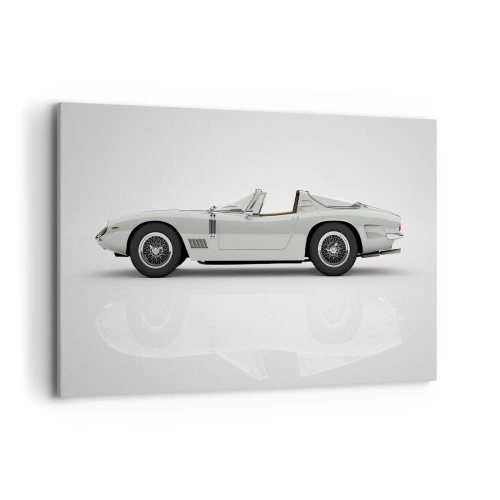 Impression sur toile - Image sur toile - Cabriolet blanc classique sur fond clair - 120x80cm - Promesse de plaisir - Décoration murale moderne pour le salon et la chambre ARTTOR
