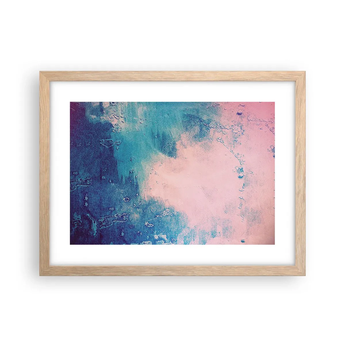 Affiche dans un chêne clair - Poster - Etreintes bleues - 40x30 cm