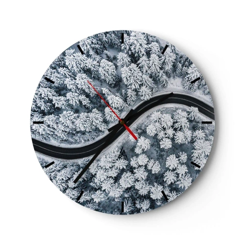 Horloge murale - Pendule murale - À travers une forêt d'hiver - 40x40 cm