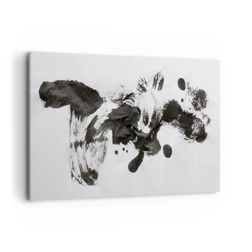 Impression sur toile - Image sur toile - Composition abstraite de taches noires sur fond blanc - 120x80cm - De la méthode dans la folie ? - Décoration murale moderne pour le salon et la chambre ARTTOR