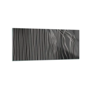 Impression sur verre - Image sur verre - Lignes blanches sur fond gris foncé dans un arrangement abstrait - 120x50cm - Rythme et accent - Décoration murale moderne pour le salon et la chambre ARTTOR