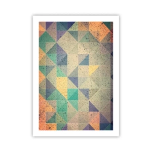 Affiche - Poster - Abstraction colorée avec un motif géométrique de triangles - 50x70cm - République des triangles - Décoration murale moderne pour le salon et la chambre ARTTOR