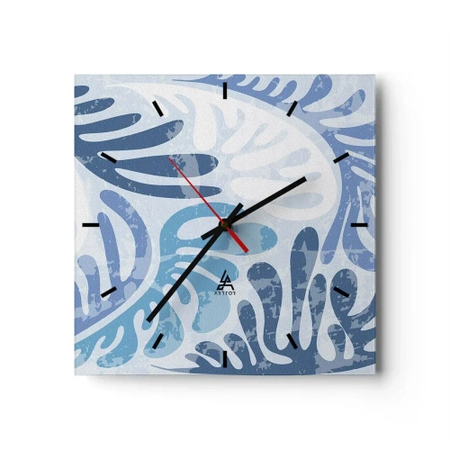 Horloge murale - Pendule murale - Fougères bleues - 40x40 cm