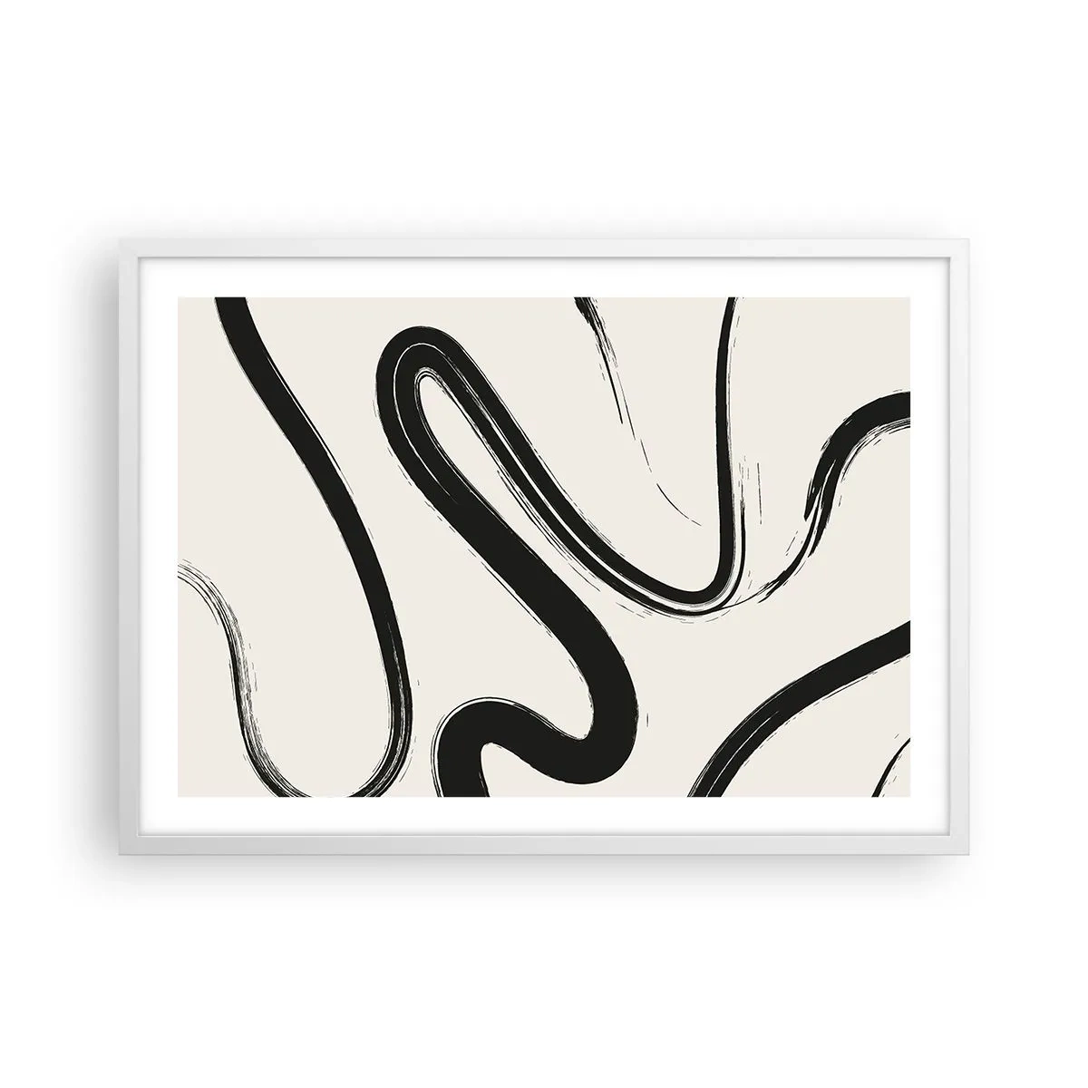 Affiche dans un cadre blanc - Poster - Fantaisie en noir et blanc - 70x50 cm