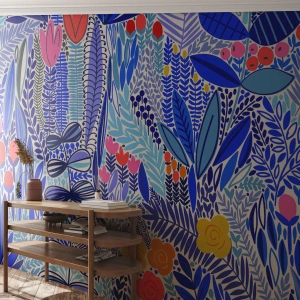 Papier Peint Autocollant Deluxe Sticker - Jardin hawaïen - Fleurs, Feuilles, Prairie - 200x140 cm