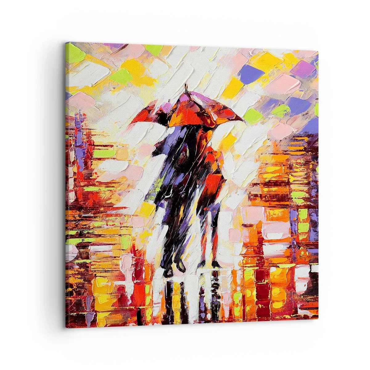 Impression sur toile - Image sur toile - Ensemble à travers la nuit et la pluie - 50x50 cm