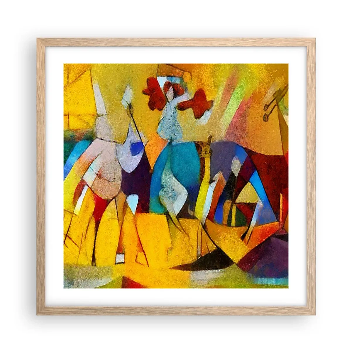 Affiche dans un chêne clair - Poster - Soleil - vie - joie - 50x50 cm