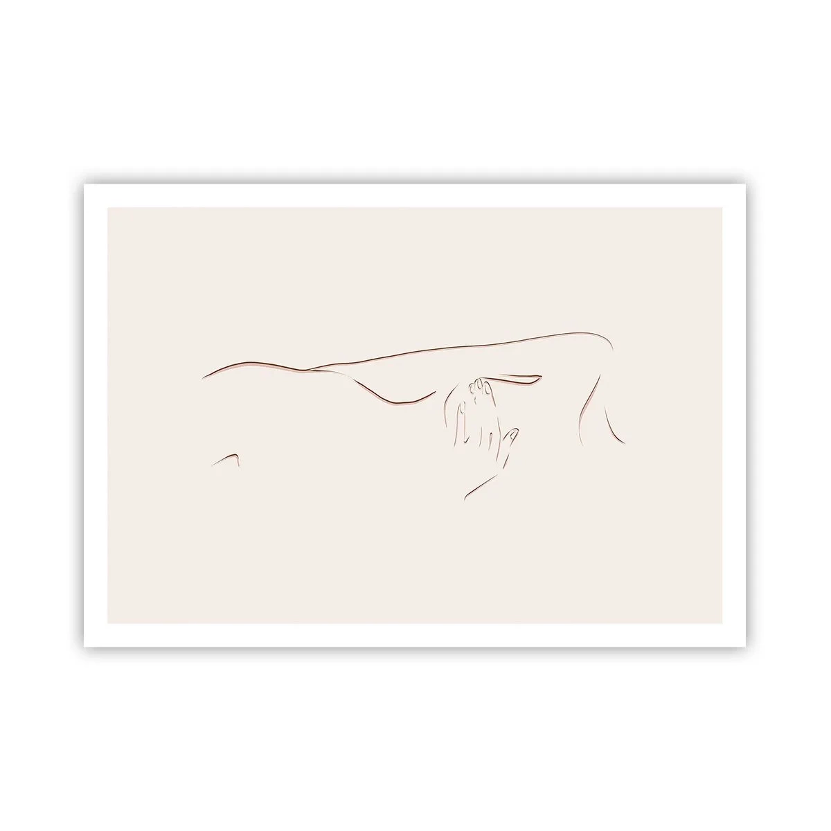 Affiche - Poster - Un dessin au trait subtil d'une silhouette sur un fond clair - 100x70cm - La forme du désir - Décoration murale moderne pour le salon et la chambre ARTTOR