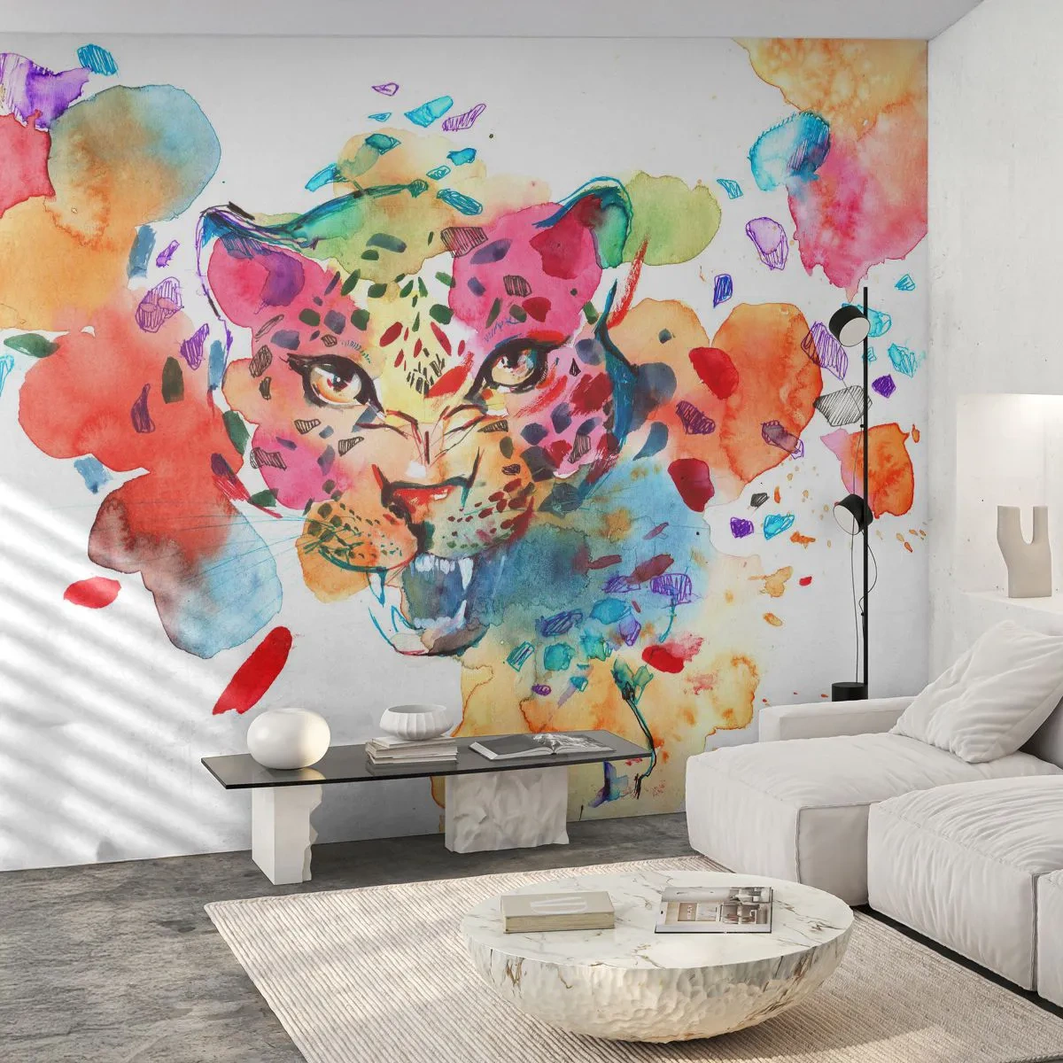 Papier Peint Autocollant Deluxe Sticker - La belle et la Bête - Panthère, Animaux, Abstraction - 500x350 cm