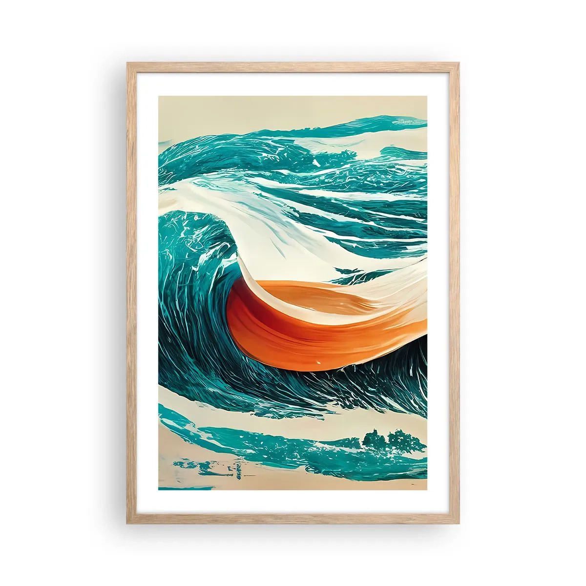 Affiche dans un chêne clair - Poster - Le rêve d'un surfeur - 50x70 cm