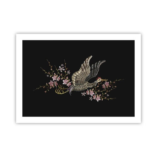 Affiche - Poster - Oiseau brodé exotique - 70x50 cm