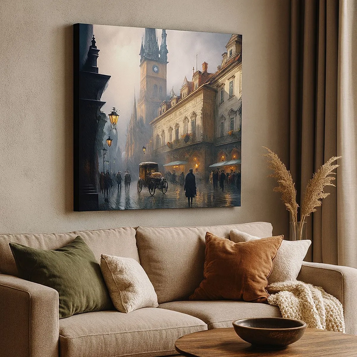 Impression sur toile - Image sur toile - Le charme d'une soirée pragoise - 30x30 cm