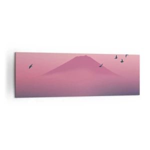 Impression sur toile - Image sur toile - Paysage minimaliste avec montagne et oiseaux au lever du soleil - 160x50cm - Des pèlerins au dessus des nuages - Décoration murale moderne pour le salon et la chambre ARTTOR