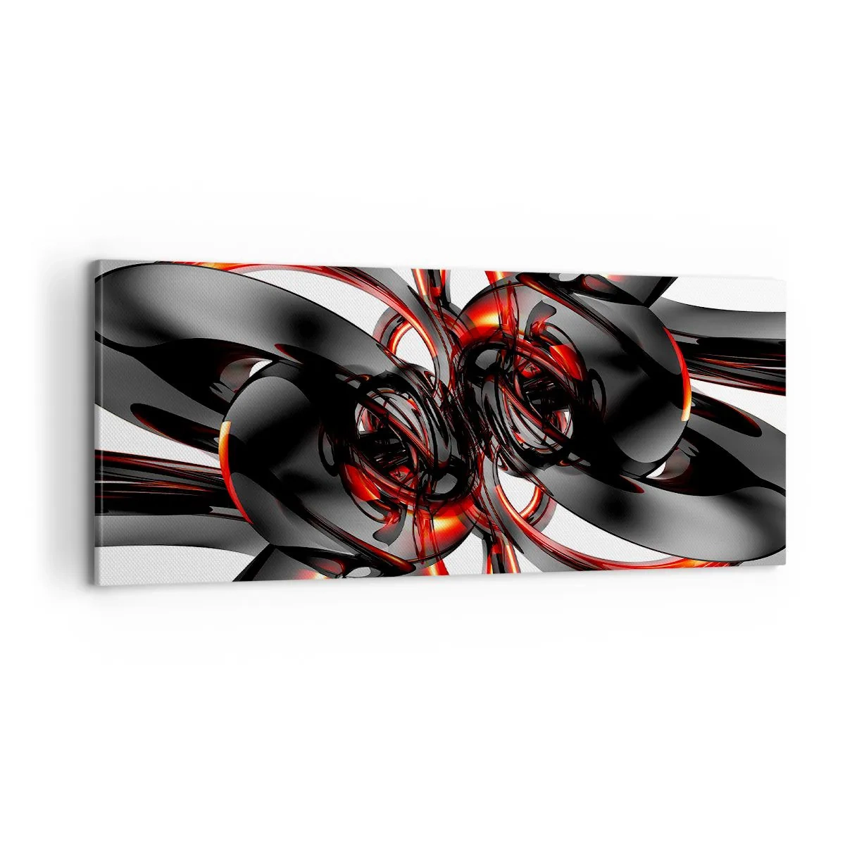 Impression sur toile - Image sur toile - Mouvement de graphite et rouge - 100x40 cm