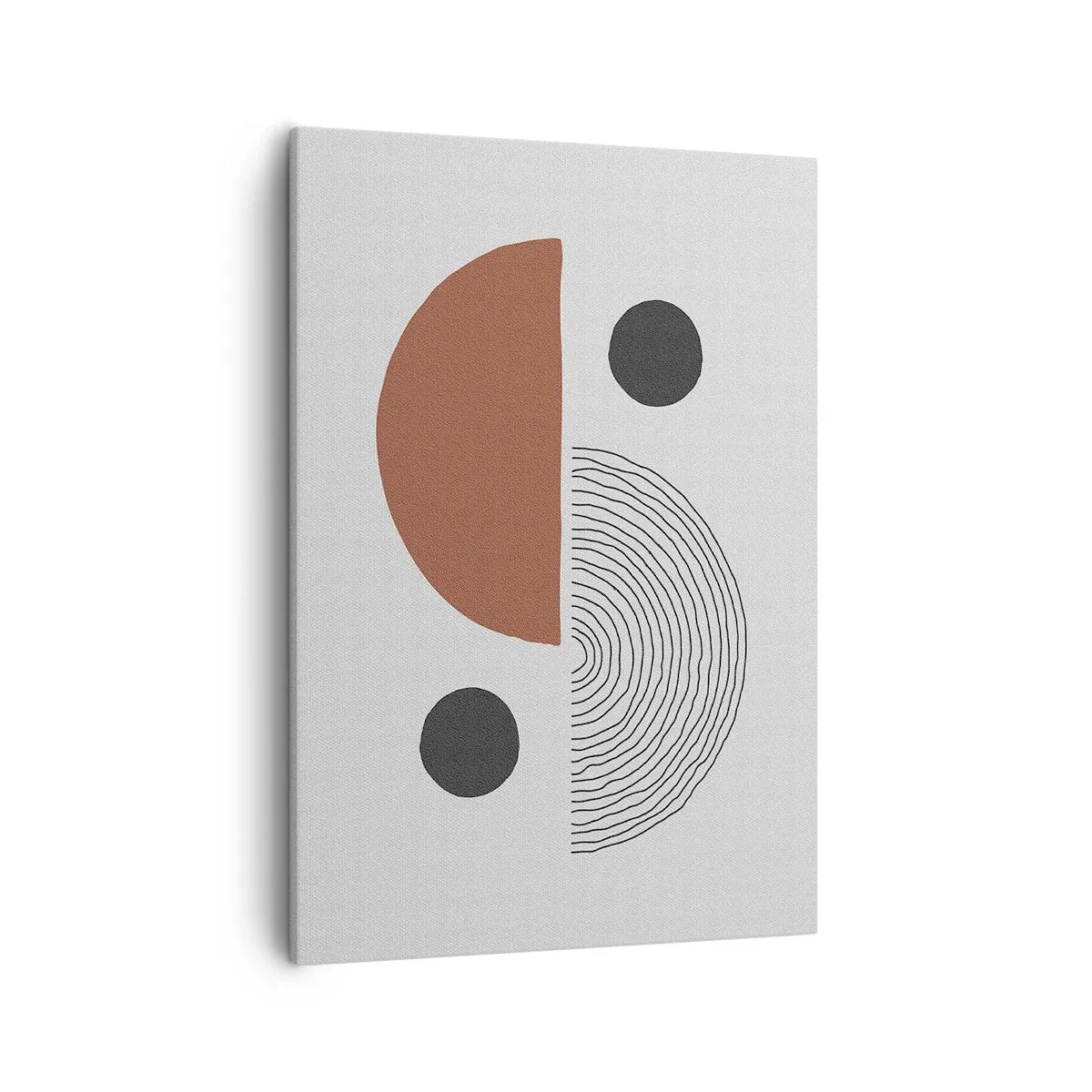 Impression sur toile - Image sur toile - Formes géométriques dans les tons de marron et de noir - 50x70cm - Perfection de la roue - Décoration murale moderne pour le salon et la chambre ARTTOR