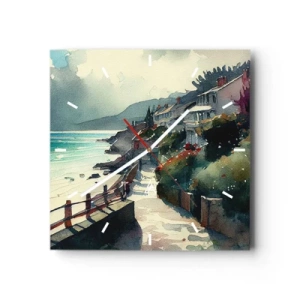 Horloge murale - Pendule murale - Ville méditerranéenne - 40x40 cm