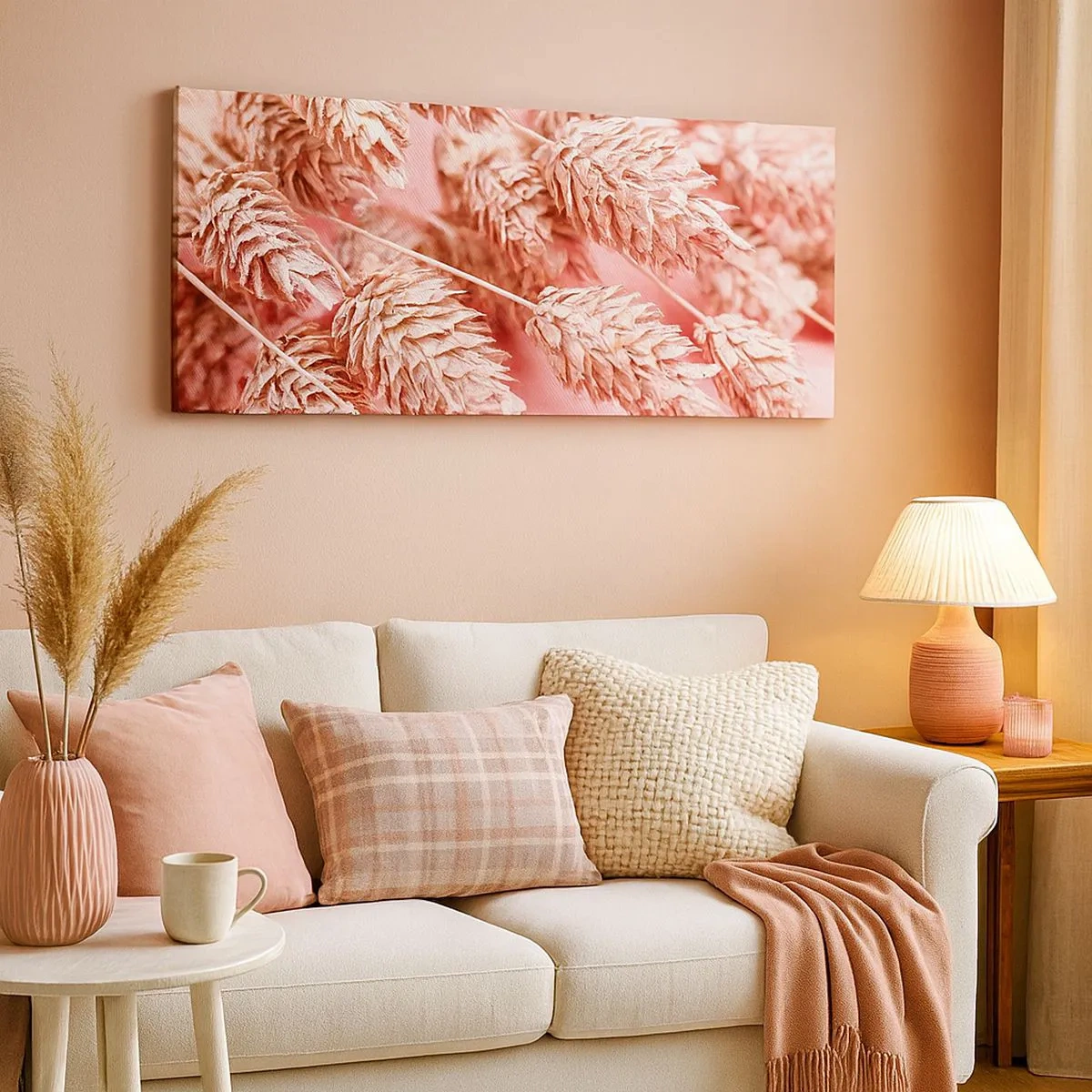 Impression sur toile - Image sur toile - Une cascade florale en rose - 100x40 cm
