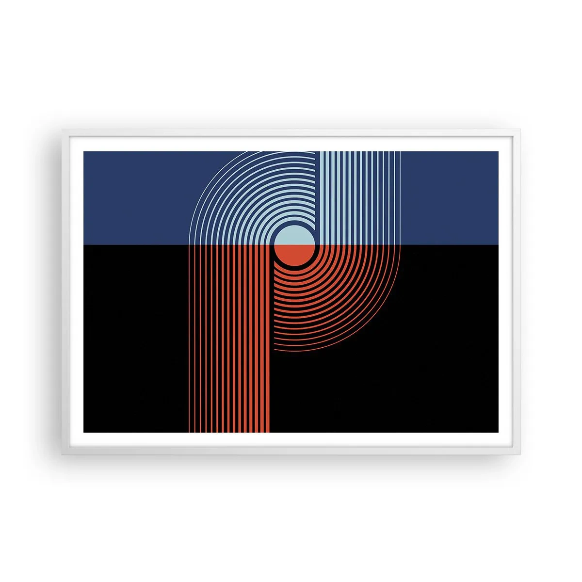 Affiche dans un cadre blanc - Poster - Dans une étreinte géométrique - 100x70 cm