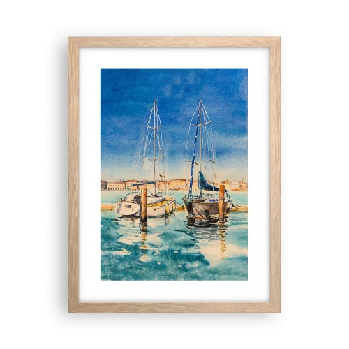 Affiche dans un chêne clair - Poster - Lagune ensoleillée - 30x40 cm