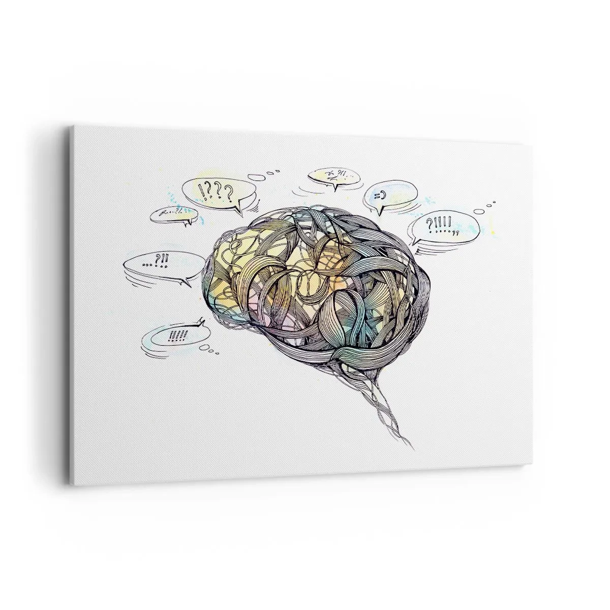 Impression sur toile - Image sur toile - Une vision artistique du cerveau avec des éléments colorés - 120x80cm - L'homme - un grand mystère - Décoration murale moderne pour le salon et la chambre ARTTOR
