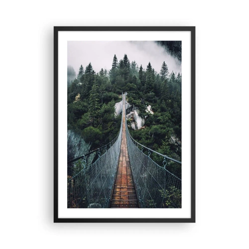 Affiche dans un cadre noir - Poster - Un pont suspendu à travers une forêt dense et brumeuse - 50x70cm - Uniquement pour les aigles - Décoration murale moderne pour le salon et la chambre ARTTOR