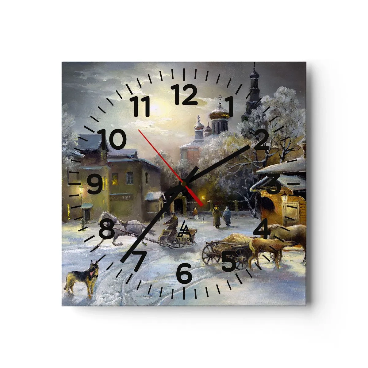 Horloge murale - Pendule murale - La magie de l'hiver russe - 30x30 cm