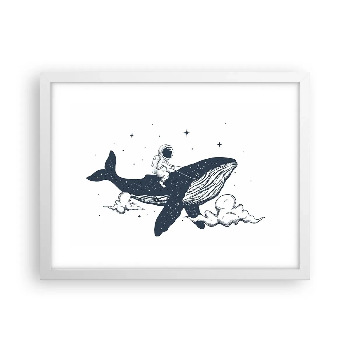 Affiche dans un cadre blanc - Poster - Aventure spatiale - 40x30 cm