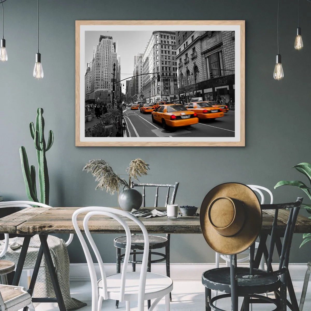 Affiche dans un chêne clair - Poster - Soleil des grandes villes - 91x61 cm