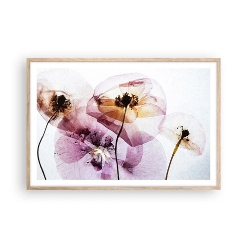 Affiche dans un chêne clair - Poster - Corps de fleurs transparente - 91x61 cm