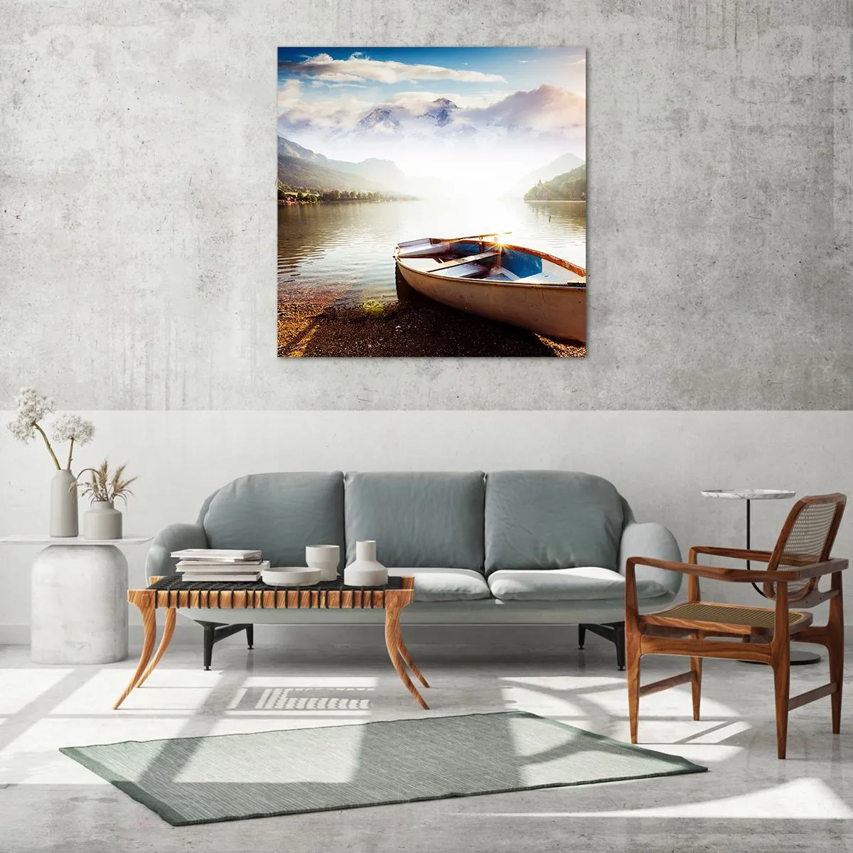 Impression sur verre - Image sur verre - Au bord de la grande et limpide eau - 60x60 cm