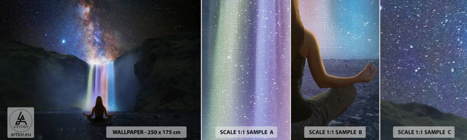 Échantillon de Papier Peint Premium Canvas - Harmonie absolue - Abstraction, Cascade, Fantaisie - 100x30 cm