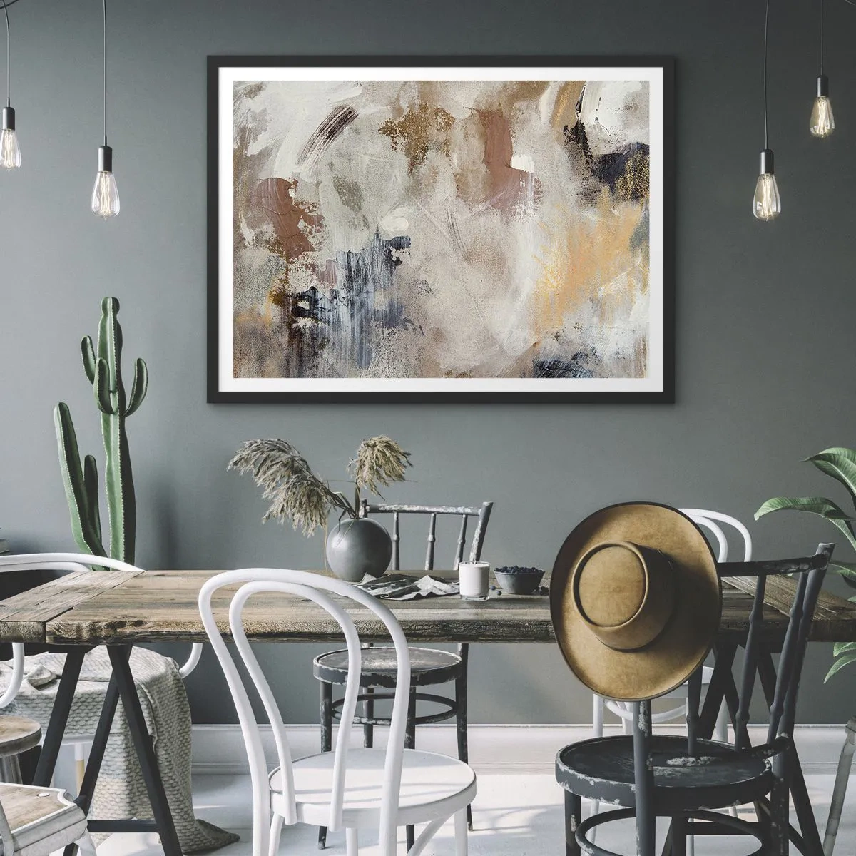 Affiche dans un cadre noir - Poster - Abstraction brumeuse - 50x40 cm