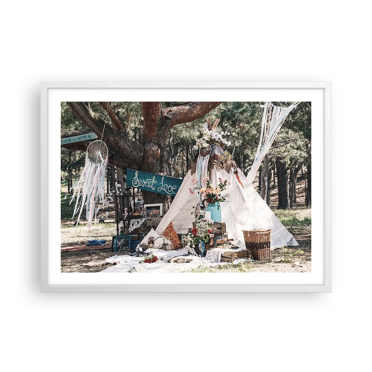 Affiche dans un cadre blanc - Poster - Make love… - 70x50 cm