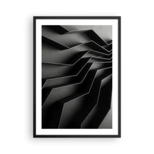 Affiche dans un cadre noir - Poster - Une composition en noir et blanc de structures géométriques et spatiales - 50x70cm - Ordre spatial - Décoration murale moderne pour le salon et la chambre ARTTOR