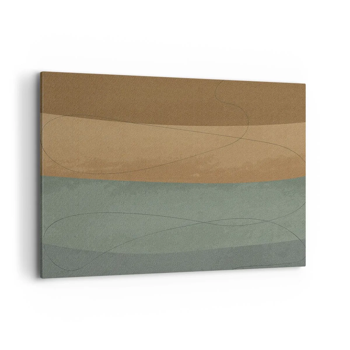 Impression sur toile - Image sur toile - Composition abstraite dans des tons de terre naturels - 100x70cm - Composition horizontale - Décoration murale moderne pour le salon et la chambre ARTTOR