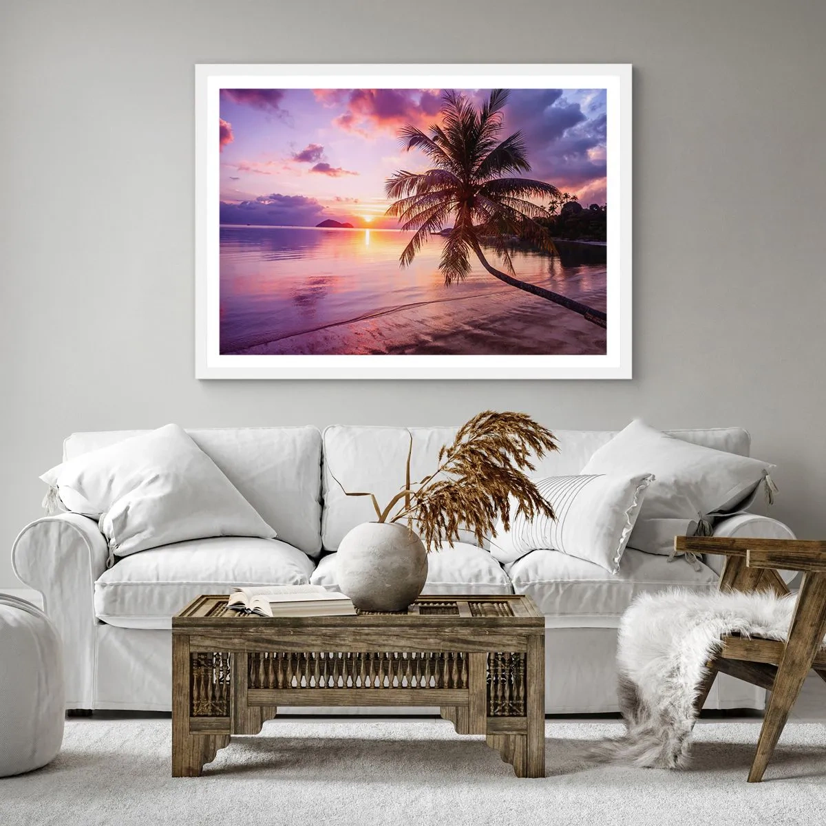 Affiche dans un cadre blanc - Poster - Le bonheur à l'horizon - 30x30 cm