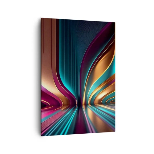 Impression sur toile - Image sur toile - Abstraction futuriste aux couleurs et courbes intenses - 50x70cm - Architektura światła - Décoration murale moderne pour le salon et la chambre ARTTOR