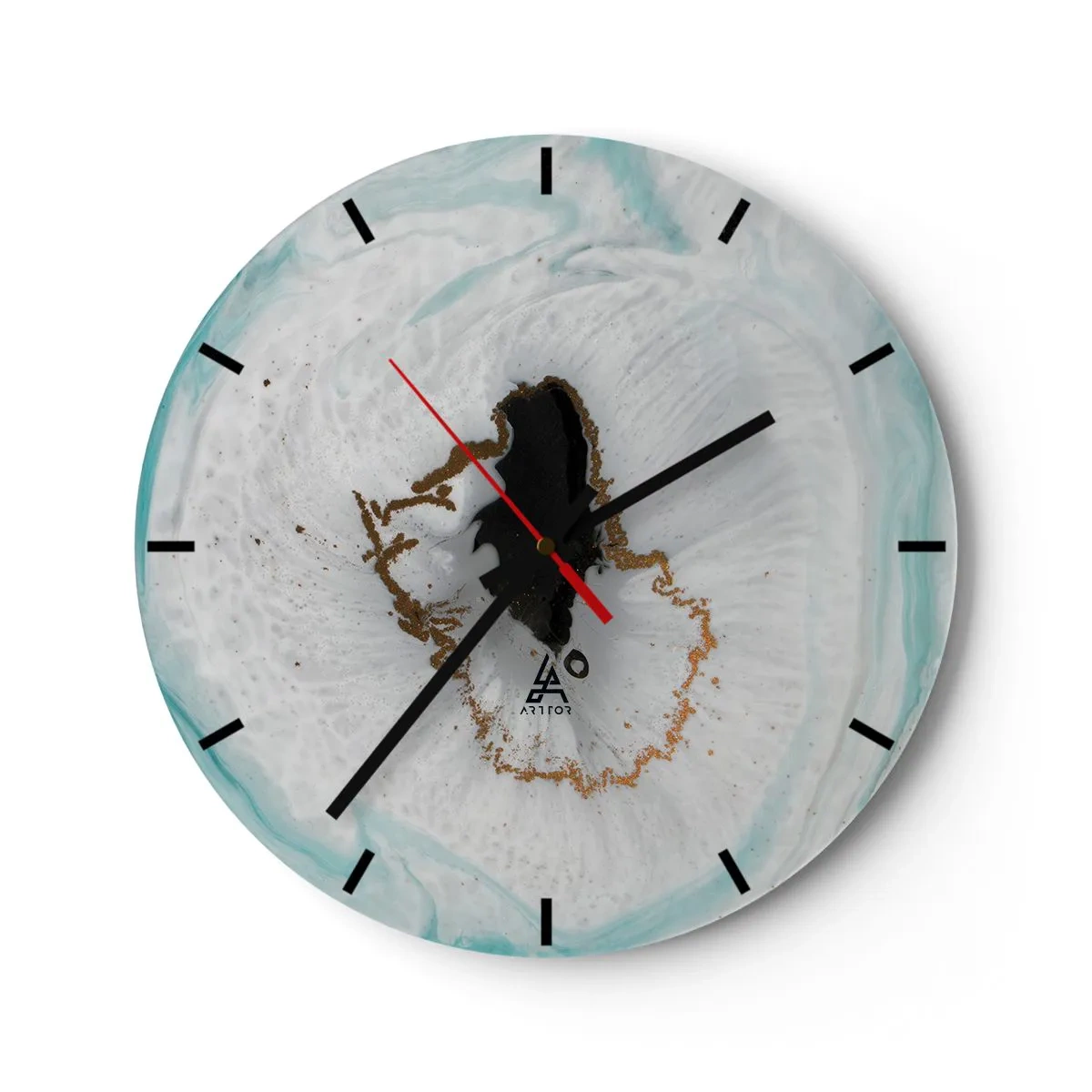 Horloge murale - Pendule murale - Motif abstrait avec un effet géode et des accents dorés - 30x30cm - Pénétrer à l'intérieur - Décoration murale moderne pour le salon, la cuisine et la chambre ARTTOR