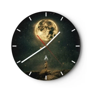 Horloge murale - Pendule murale - Une personne sur un rocher attrapant la lune dans un ciel étoilé - 30x30cm - Celui qui a volé la lune - Décoration murale moderne pour le salon, la cuisine et la chambre ARTTOR