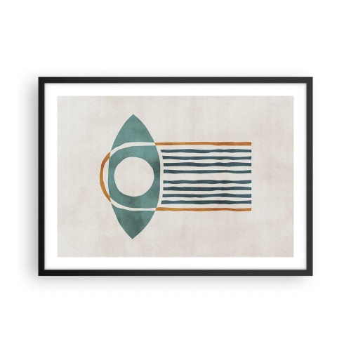Affiche dans un cadre noir - Poster - Motif géométrique dans les tons de vert et d'orange - 70x50cm - Signes et rituels - Décoration murale moderne pour le salon et la chambre ARTTOR