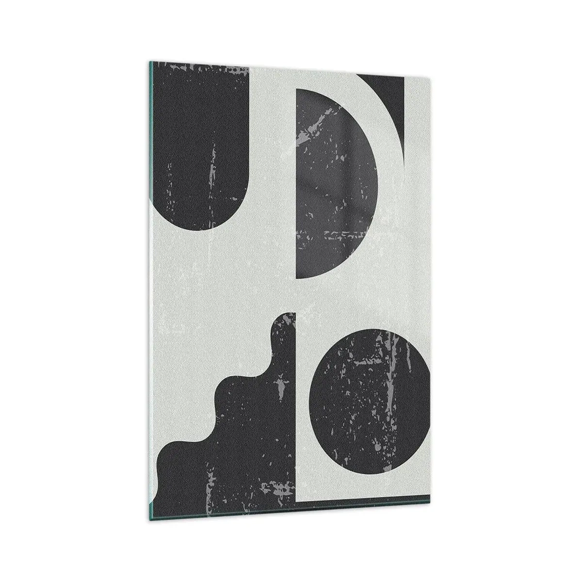 Impression sur verre - Image sur verre - Motifs géométriques dans les tons de noir et de gris - 80x120cm - Composition dessus et dessous - Décoration murale moderne pour le salon et la chambre ARTTOR