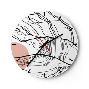 Horloge murale - Pendule murale - Lignes noires artistiques ressemblant à des brindilles sur fond blanc - 30x30cm - Dans un réseau de brindilles - Décoration murale moderne pour le salon, la cuisine et la chambre ARTTOR