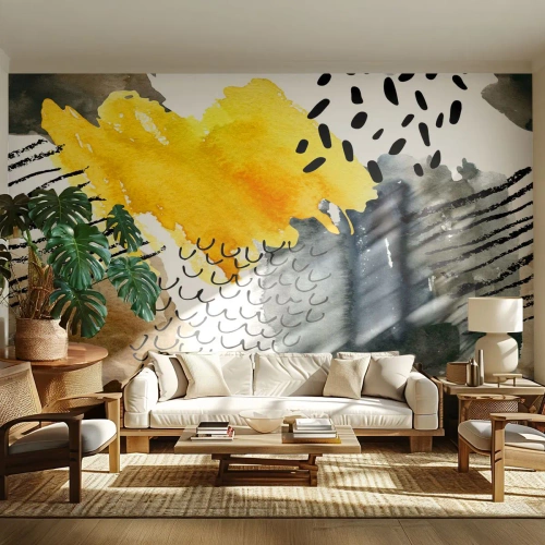 Papier Peint Photo Premium Sand - Rencontre des éléments - Abstraction, Morceau, Art moderne - 450x315 cm