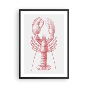 Affiche dans un cadre noir - Poster - Dessin de homard vintage sur fond clair - 50x70cm - Un homard digne d'Homère - Décoration murale moderne pour le salon et la chambre ARTTOR
