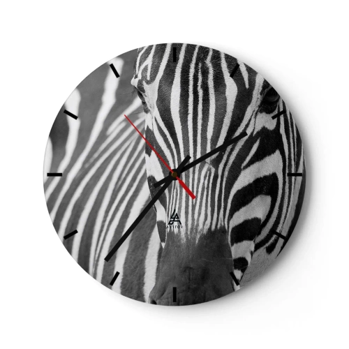 Horloge murale - Pendule murale - Gros plan d'un motif zébré noir et blanc - 30x30cm - Le monde est noir et blanc - Décoration murale moderne pour le salon, la cuisine et la chambre ARTTOR