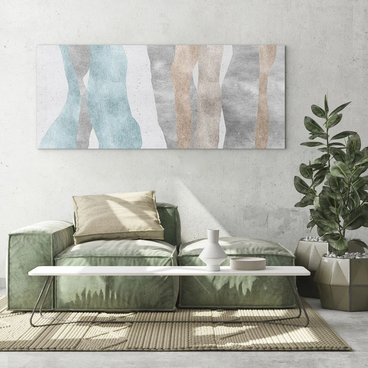 Impression sur verre - Image sur verre - Rayures abstraites aux tons pastel - 160x50cm - Une étude de proximité - Décoration murale moderne pour le salon et la chambre ARTTOR