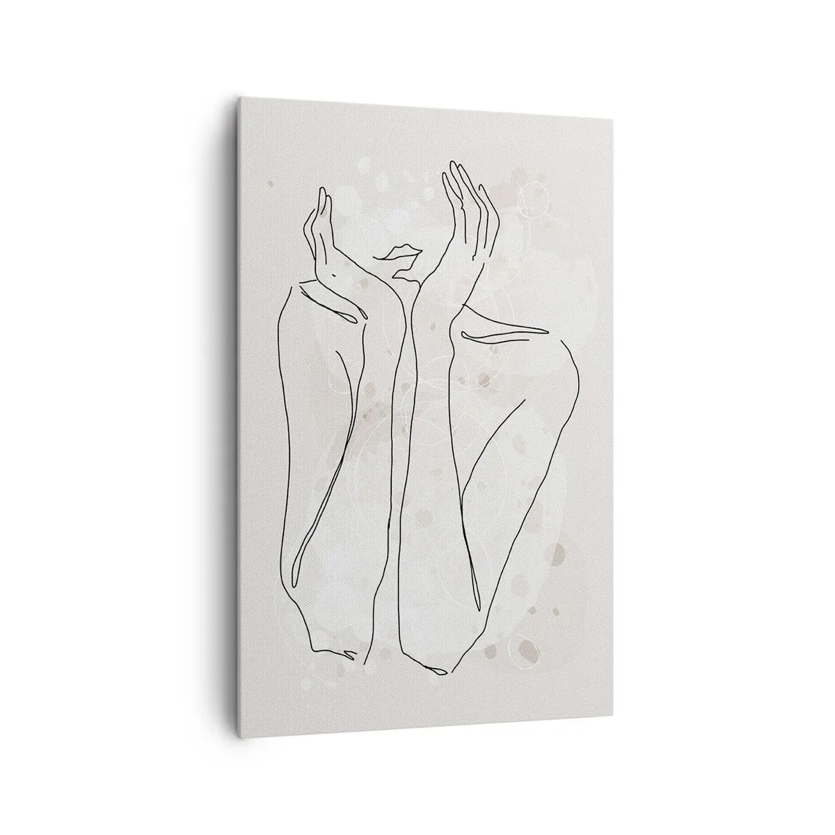 Impression sur toile - Image sur toile - Ligne de contour montrant les mains d'une femme sur un fond clair - 80x120cm - Instant de rêve - Décoration murale moderne pour le salon et la chambre ARTTOR