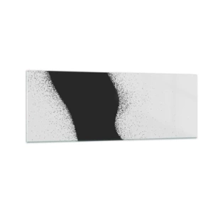 Impression sur verre - Image sur verre - Motif abstrait noir et blanc avec des points délicats sur toile - 140x50cm - Équilibre fluide - Décoration murale moderne pour le salon et la chambre ARTTOR