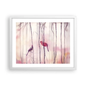 Affiche dans un cadre blanc - Poster - Conte de la forêt rose - 50x40 cm